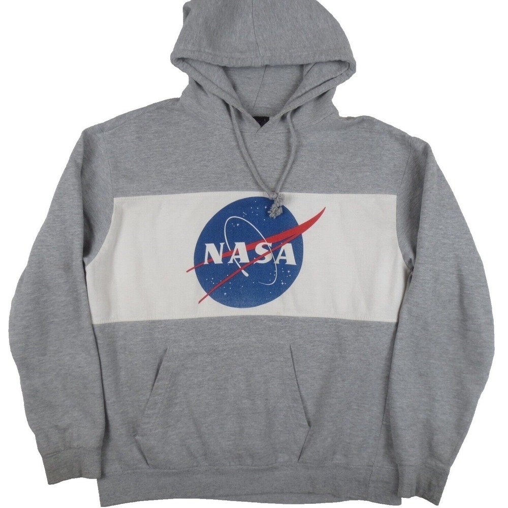 Chemistry NASA Hoodie Adult Large Gray Colorblock Pullover Space Sweatshirt